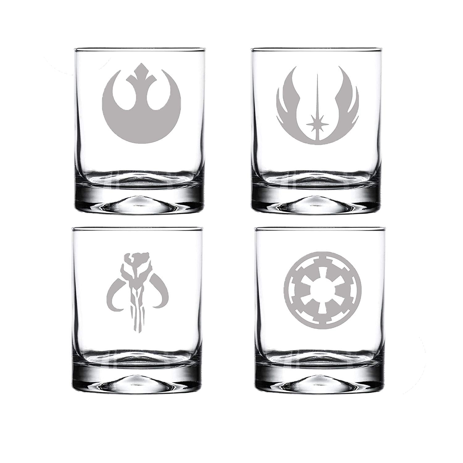 Star Wars Drinking Glass Set of 4 Etched Rocks Whiskey Glasses