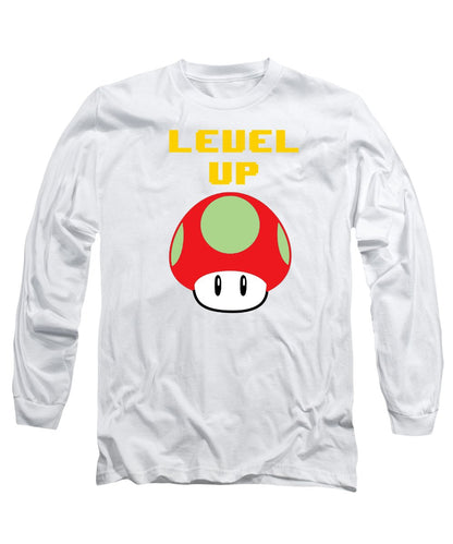 Level Up Mushroom, Classic 8 Bit Entertainment System Characters. Babies From The 80's.  - Long Sleeve T-Shirt